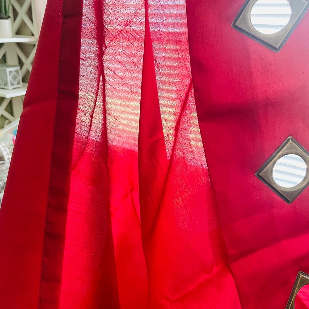 Grommet Sheer Red Curtain Panels 54x95 - Picture 3 of 5